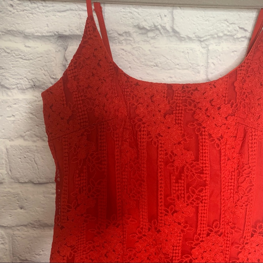 Hello Molly Red Mini Dress with Ruffle Hem - Picture 8 of 15